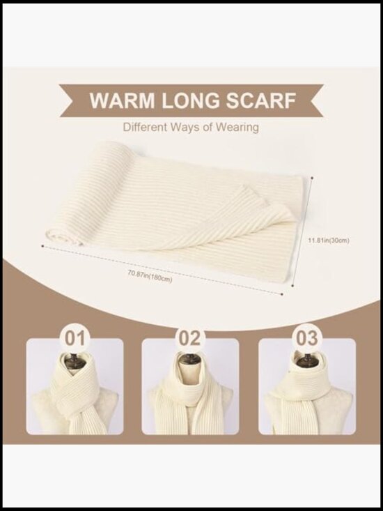 Knitted Beanie Hat Scarf Touchscreen Gloves Set Winter Warm Unisex main image 5